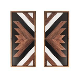 2 Pcs Aztec Wall Decor With Wood Framed, 20.9x9.8 Inch Wooden Western Wall🤘